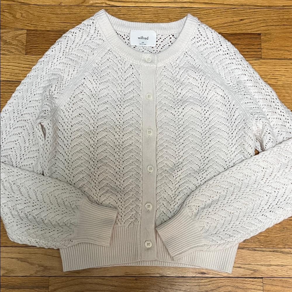 Wilfred Cream Knit Cardigan 2xs oversized merino wool
